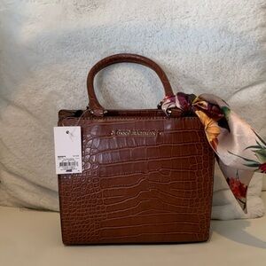 Dana Buchman Tan Croc-Embossed Satchel